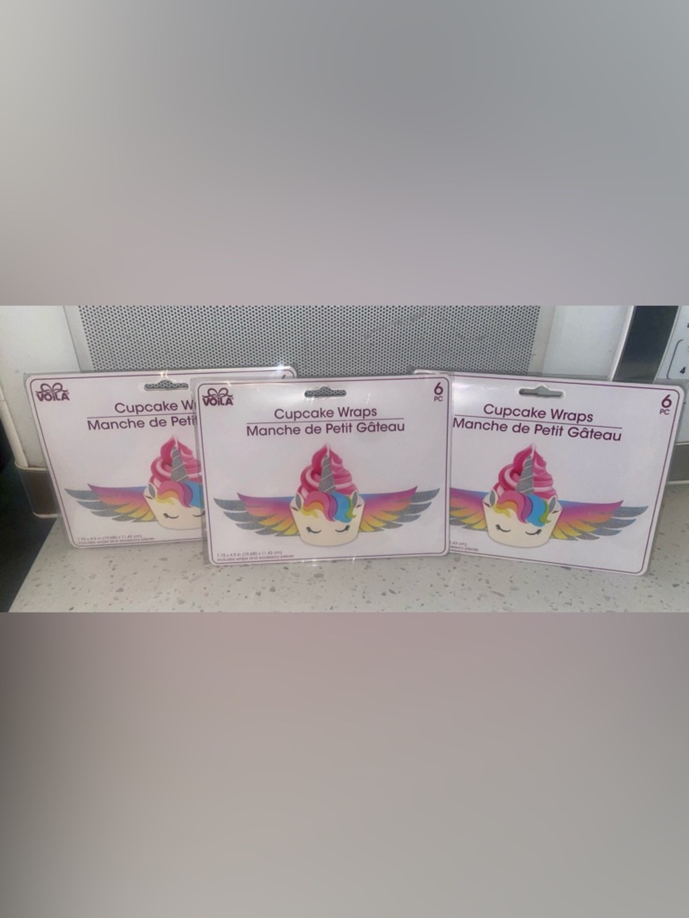 Voila Unicorn Cupcake Wraps- 3 Packs-18 Total New In Package